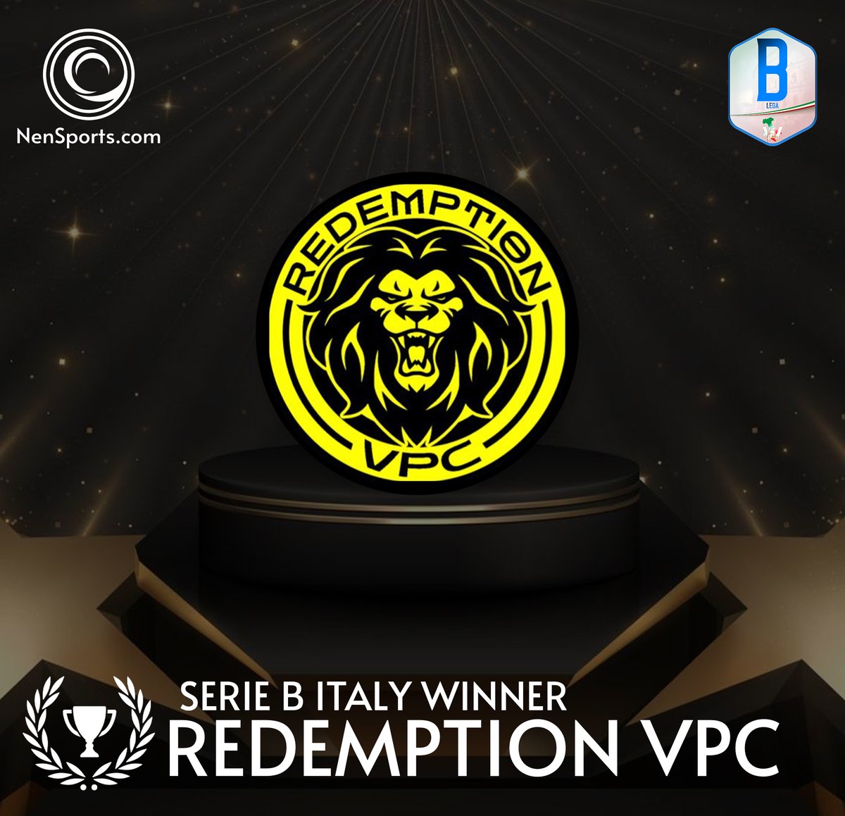 NenSports Official Page ©️ (@asdnensports) on Twitter photo 🥇🟨◼️◾️ Congratulazioni ai <a href="/RedemptionPr0/">Redemption VPC</a> vincitori del campionato di Serie B NenSports stagione 2023/24 ◾️◼️🟨🏆 🥇🟨◼️◾️ Congratulazioni ai <a href="/RedemptionPr0/">Redemption VPC</a> vincitori del campionato di Serie B NenSports stagione 2023/24 ◾️◼️🟨🏆