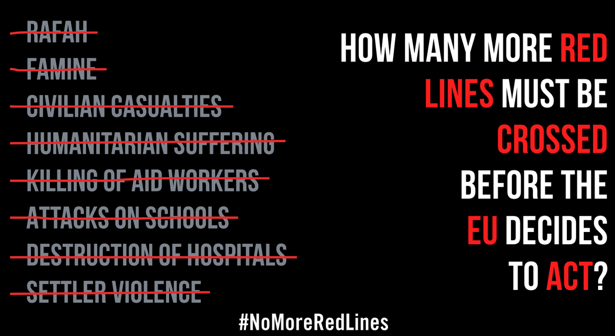 At least 40 children, women and men are confirmed dead in Rafah after an Israeli airstrike last night on tents housing those forced to flee within Gaza. How many more red lines must be crossed? Our appeal to EU leaders meeting now: #NoMoreRedLines