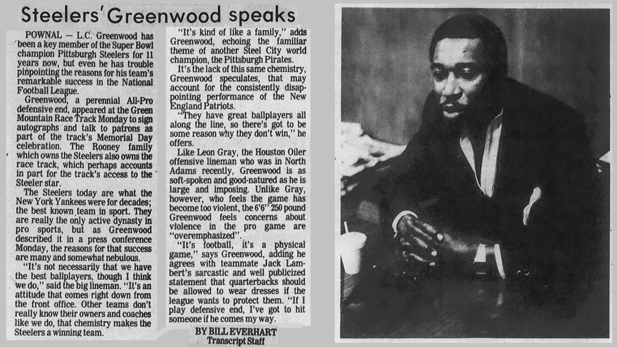 #OTD in #SteelersHistory 1980 the North Adams Transcript printed the reflections of #Steelers great L.C. Greenwood who was an integral part of the Steel Curtain and would finish his 13-year career with the team the following year with 4 Super Bowl rings and 6 Pro Bowl appearances