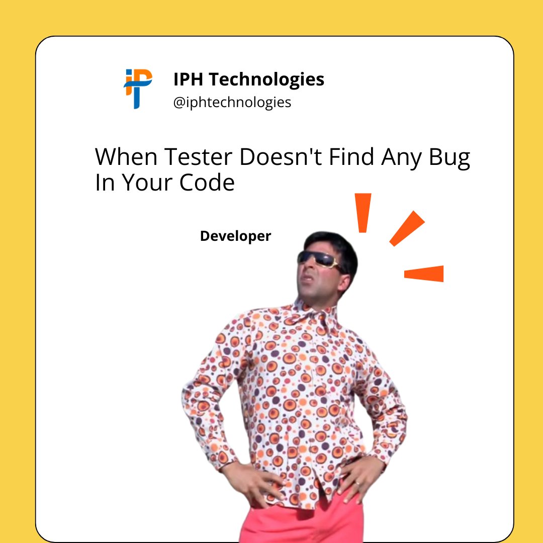 iphtechnologies's tweet image. When the tester's bug net comes up empty, it's a rare sight #PerfectCode #DevMagic #TestingTriumph #CodeWizard #TechHumor #CodePerfection #CoderLife
.
.
For more details visit:
iphtechnologies.org/?utm_source=Tw…