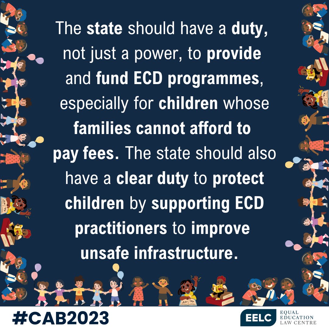 [Children's Amendment Bill 2023 🪀🧸] While we welcome #CAB2023, further law reforms are still needed to protect the rights of ALL young children – especially children whose families cannot afford to pay for ECD services.