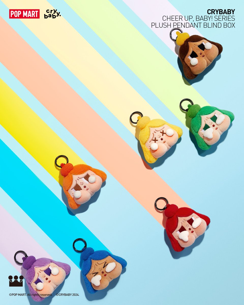 Different colors, different expressions! Let's explore the emotionally cute and eye-catching CRYBABY plush pendants! You can hang it wherever you want and let CRYBAY stay with you all the time. 💖

CRYBABY CHEER UP, BABY! SERIES - Plush Pendant Blind Box
Release date: 2024/5/31