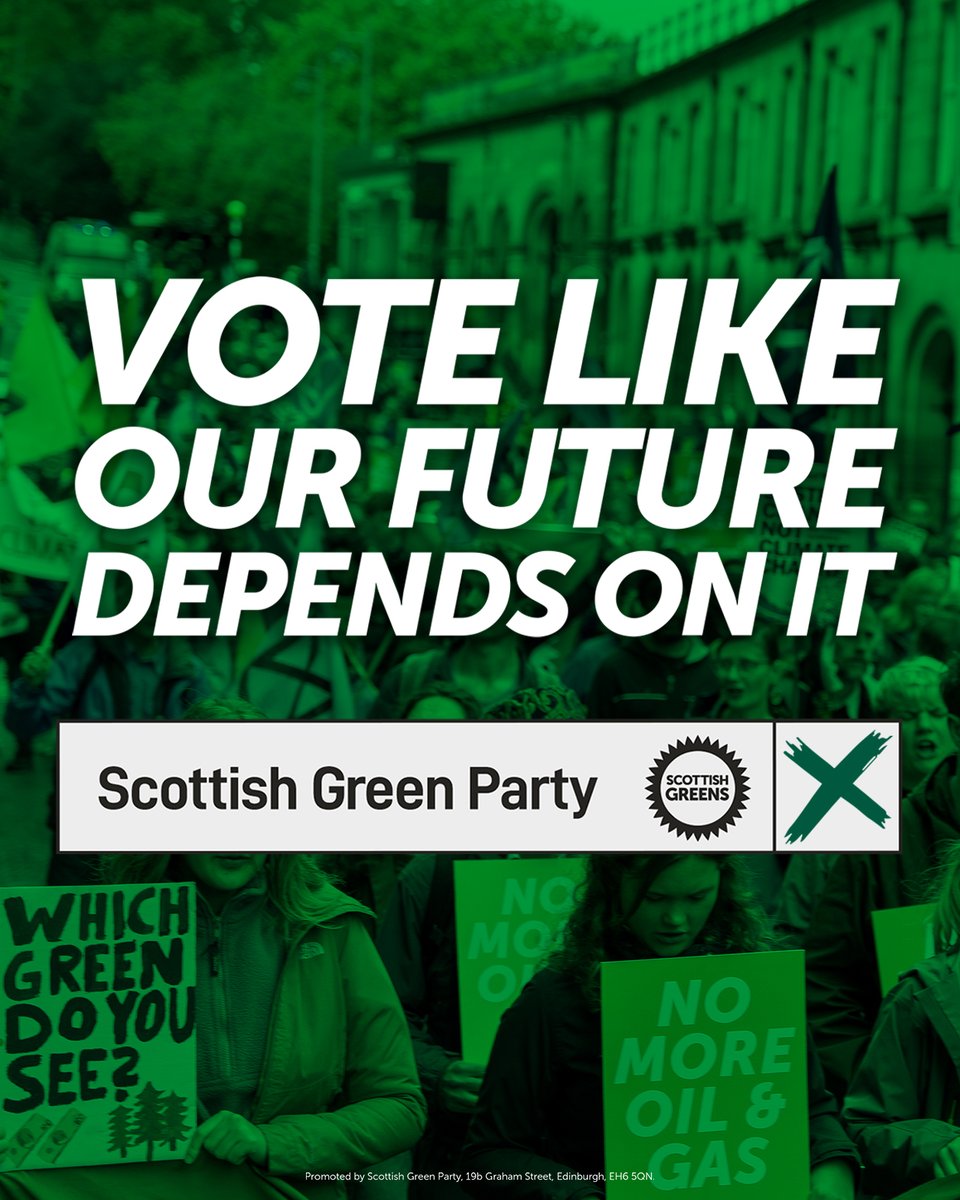 Every vote for the Scottish Greens is a vote for climate action.🌍 Vote like our future depends on it. #VoteScottishGreens