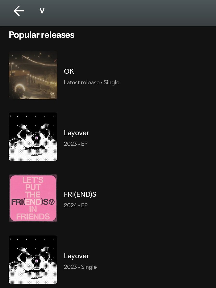 Laura96345073's tweet photo. Hello @Spotify @SpotifyCares

I have noticed that a song named "OK" that don’t belong to V of @BTS_twt are credited under his name on Spotify. Can you please check the issue, fix it and ensure it doesn't happen again? Thank you. https://t.co/pycf33KBxB