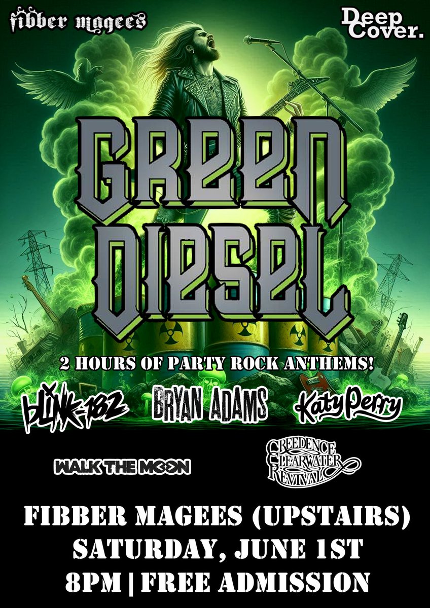Saturday : Green Diesel (Ultimate Party Rock) plus support Madra and more - Free Admission!