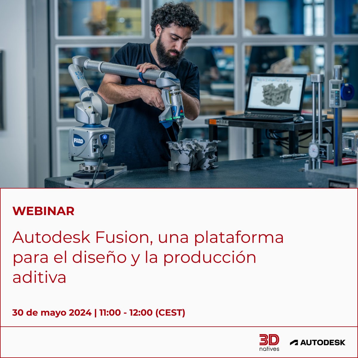 🚨Esta semana tendrá lugar un nuevo #webinar. Te esperamos junto al equipo de #Autodesk para conocer las posibilidades que ofrece este programa de #diseño en la fabricación aditiva de piezas.

🕓 Jueves 30 de mayo, 11:00 (CEST)
🖥️ Regístrate gratis aquí &gt;&gt; ow.ly/JNas50RWqj7