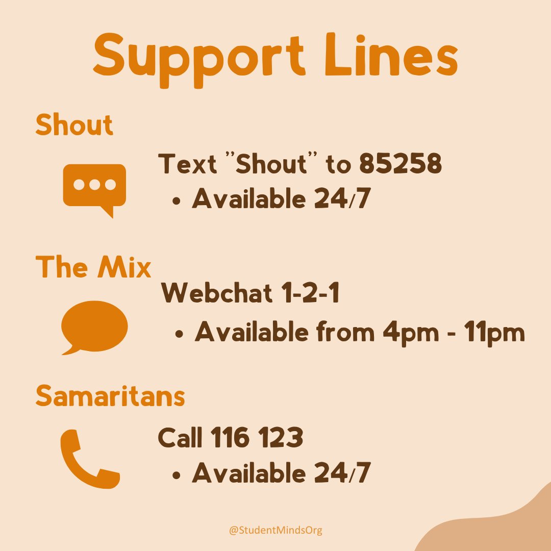 Need some support this bank holiday? That's okay, you're not alone 🧡 Reach out to @GiveUsAShout, @TheMixUK and @samaritans today.