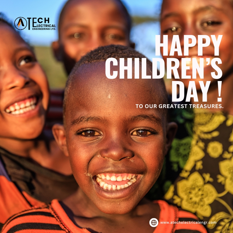 Happy Children's Day to the shining stars of tomorrow! 📷 This rainy season, let's keep them safe while they shine. ATECH is here to protect their world with reliable electrical solutions.#ChildrensDay #ElectricalSafety #RainySeasonSafety #Nigeria #ProtectOurChildren