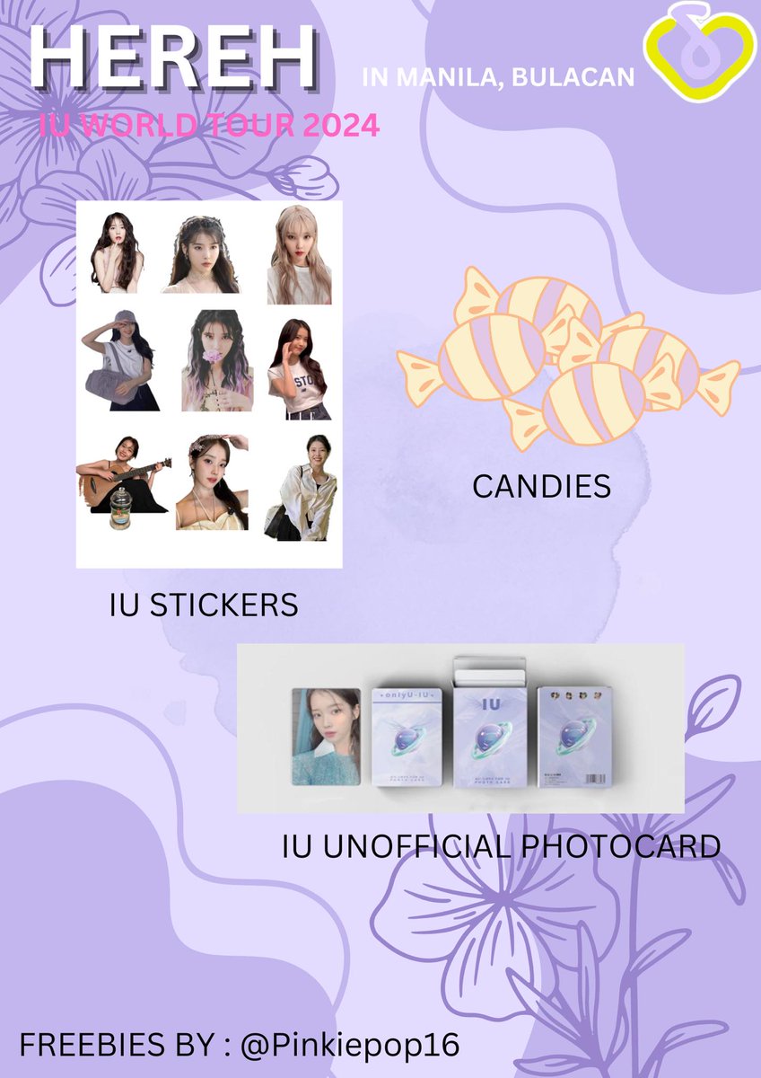 Hi maenas I have decided to prepare small gift for everyone sana magustohan niyo

✮ Freebies for IU HEREH in Manila✮
freebies by: @Pinkiepop16

- 1:1 ratio
- limited qty  
- mbf, like & rt to spread 
- location tba on d-day 

#IUinMANILA #IU 
#IU_HEREH_WORLD_TOUR_IN_MANILA