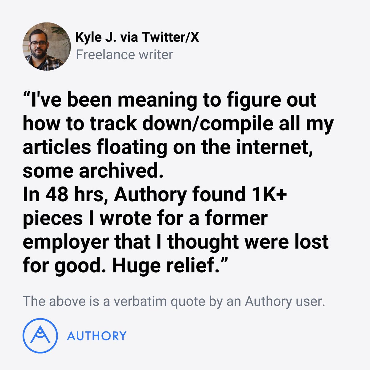 Authory's tweet photo. To all WRITERS &amp; JOURNALISTS:

You will write thousands of articles during your career. Why risk losing them?

Authory will find and back up all the articles you've ever written, fully automated without you having to lift a finger.

Don't wait until it's too late!