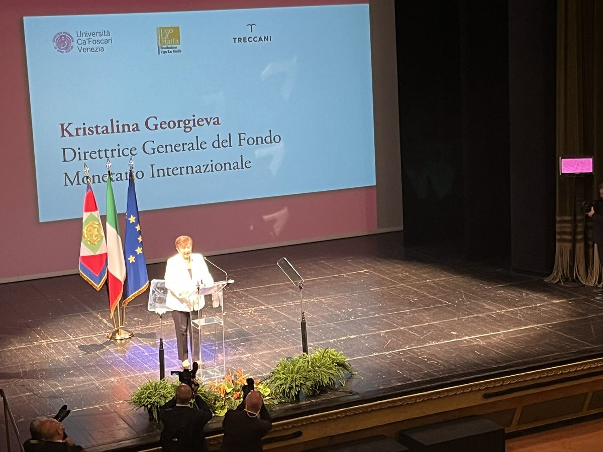 _GiuliaIori's tweet photo. Great to listen to Kristalina Georgieva today, the receiver of the La Malfa Prize @CaFoscari. Her advice to the faculty “keep it simple”!  Her bottom line “everything in life is possible, we just need the willingness to make it happen”. An inspiring woman. https://t.co/lE3TRI7xYS