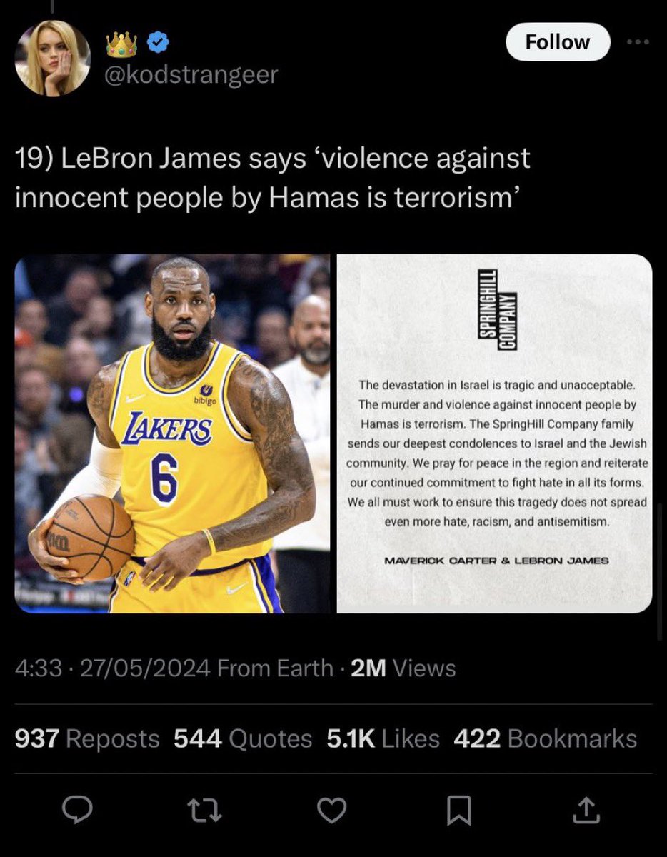 They want to cancel Lebron James because he said violence against innocent people is terrorism 🤦🏻‍♂️🤦🏻‍♂️🤦🏻‍♂️🤦🏻‍♂️🤦🏻‍♂️🤦🏻‍♂️🤦🏻‍♂️🤦🏻‍♂️