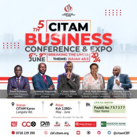 I_amShiti's tweet photo. Four days for the price of three, including Sunday, at the CITAM Business Conference & Expo! Twende Citam Karen #CitamBusinessConference Breaking The Limits https://t.co/lN4uyP3pE5