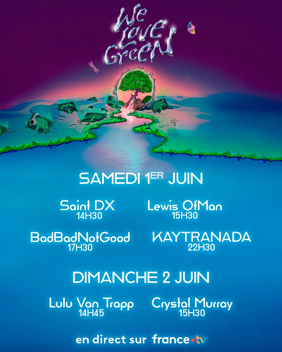 Cette semaine sur Culturebox (canal 14 de la TNT), vous n'avez pas fini de rire, chanter, danser🤩

👉RDV les 1er et 2 juin, en exclusivité sur notre plateforme @FranceTV pour vivre le festival @WeLoveGreen au plus près de la scène🔥

La programmation est susceptible de changer.