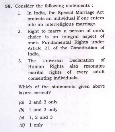 I was expecting a question on Marriage and Fundamental Right, which i have tweeted earlier.

Look what i just found.

#UPSC has asked this question in UPSC CDS 2024

Comment the correct answer and do read about each and every option in detail.

#cds #upscPrelims2024 #upsc2024