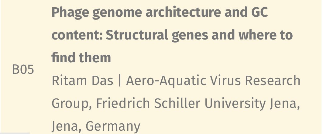 Hey Phage Pholks! If u are at #ViBiom 2024 do check out our poster B05🤩Janina Rahlff and I uncover a correlation of structural genes and their position in phage genomes, hence the pun in the title😉We look forward to discussing phages🥳 @EVirusBioinfC @phagedirectory #Vibiom2024