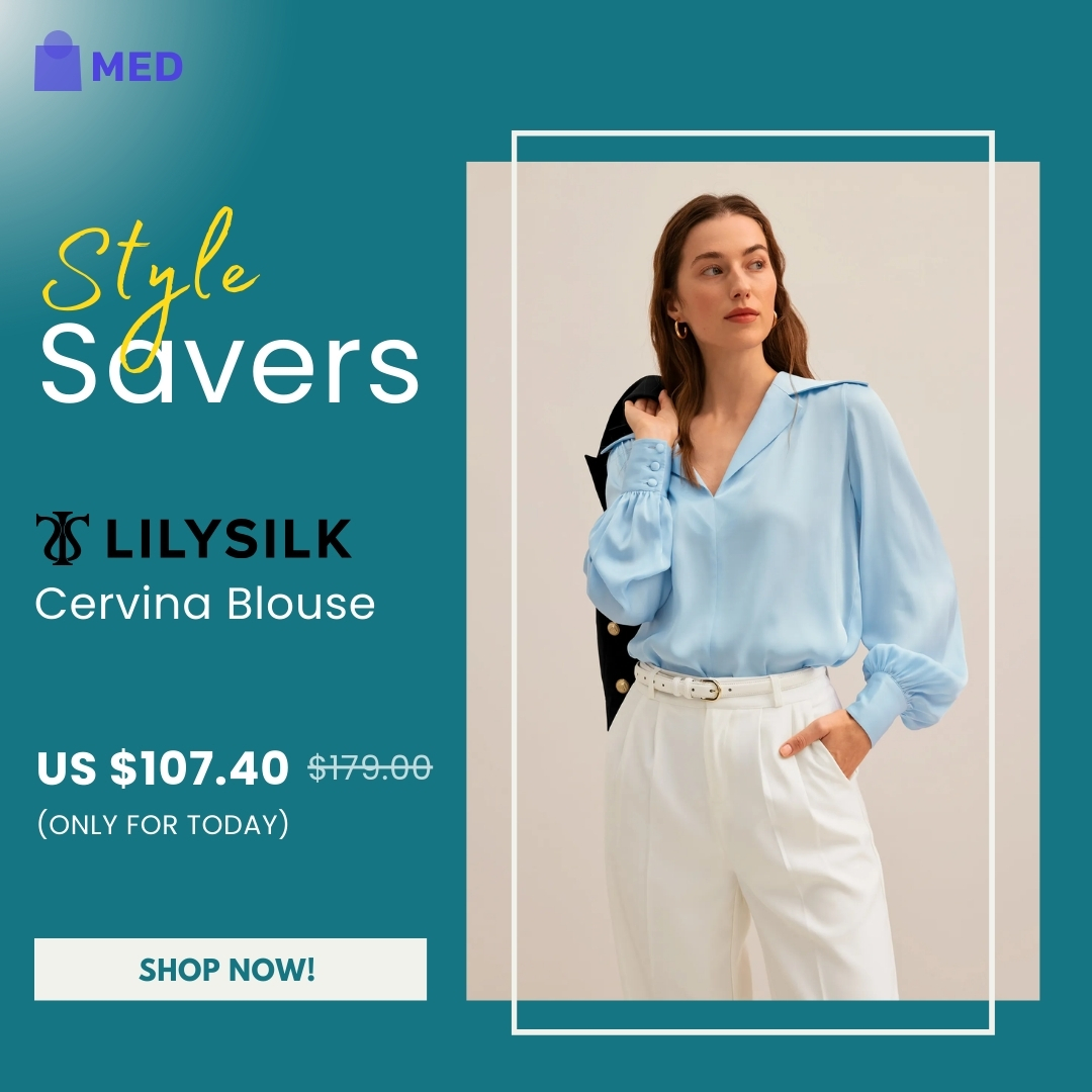 Slay in style with the LILYSILK Cervina Blouse, now 40% off for one day only! Don't hesitate, shop now and add some glam to your wardrobe!

#MyExclusiveDealsDealoftheDay #Fashion #DealoftheDay #UnbeatableOffers #SaveBig #DiscountsAndCoupons #OneStopShop #SavingsAlert #ShopSmart