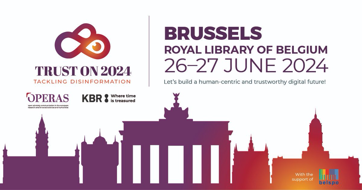 Registration is open for the TrustOn 2024, a workshop organised by OPERAS and <a href="/kbrbe/">KBR</a> under the auspices of the @EU2024BE with the support of <a href="/belspo/">Belspo</a>. 

Let's build together a human-centric and trustworthy digital future!

operas-eu.org/news-and-event…

#TrustOn2024