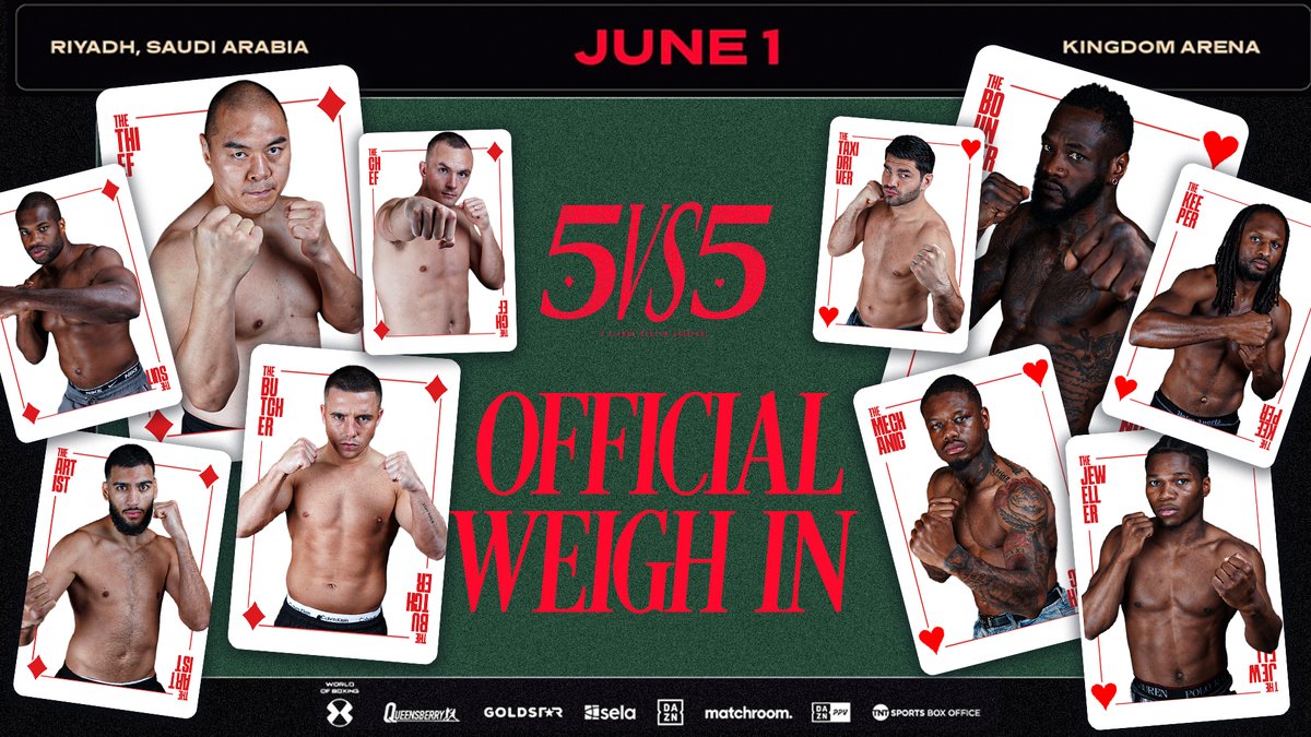💪 Time to hit the scales in Riyadh ⚖️ Join us at 7pm UK (9pm local) 👊 #RiyadhSeason #5vs5 #QueensberryVsMatchroom 🔗 youtube.com/watch?v=F_4lR2…