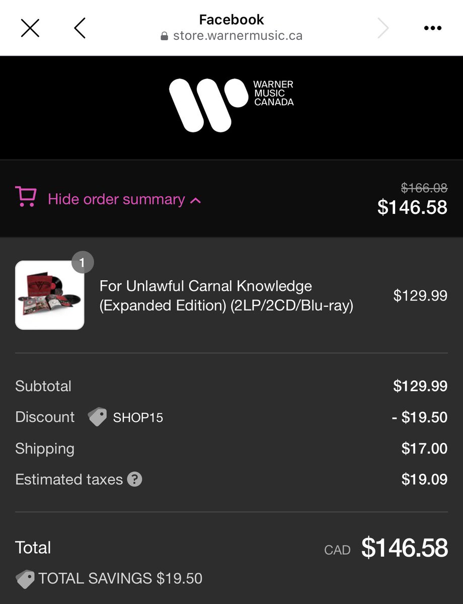 Pre-ordered the new Van Halen expanded edition of “For Unlawful Carnal Knowledge” from @warnermusic @Rhino_Records and saved 15% with PROMO CODE “shop15” Shipping was $17 though so it basically covered the shipping cost. Worth it!