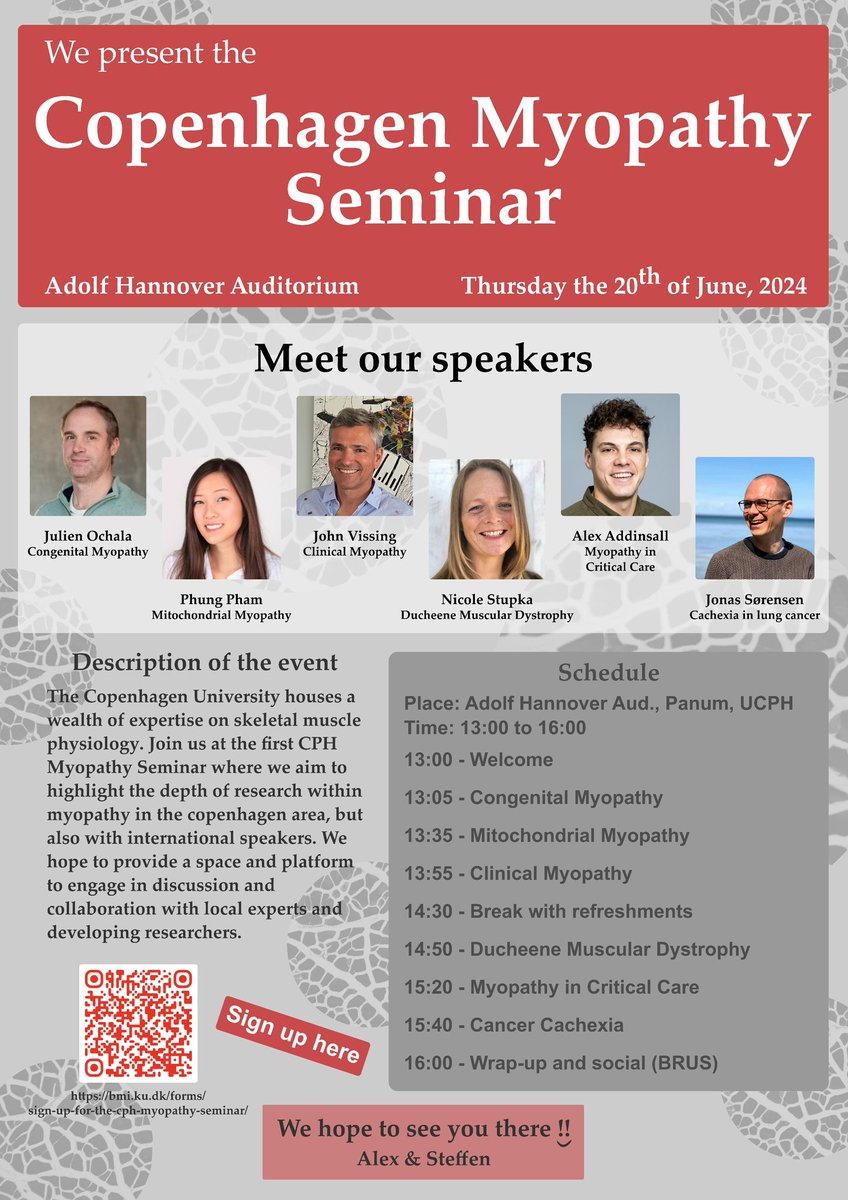 Lykke Sylow (@lykkesylow) on Twitter photo If you are in Copenhagen in June, make sure to swing by this Myopathy seminar Thursday the 20th of June organized by <a href="/SteffenRaun/">Steffen H. Raun</a> and <a href="/ABAddinsall/">Alex Addinsall</a>
Sign-up:
bmi.ku.dk/forms/sign-up-…
A fantastic line-up🔥 <a href="/tcppham/">Tang Cam Phung Pham</a> @OchDr <a href="/ABAddinsall/">Alex Addinsall</a> <a href="/JonasSr25079334/">Jonas Sørensen</a> and more🤩 If you are in Copenhagen in June, make sure to swing by this Myopathy seminar Thursday the 20th of June organized by <a href="/SteffenRaun/">Steffen H. Raun</a> and <a href="/ABAddinsall/">Alex Addinsall</a>
Sign-up:
bmi.ku.dk/forms/sign-up-…
A fantastic line-up🔥 <a href="/tcppham/">Tang Cam Phung Pham</a> @OchDr <a href="/ABAddinsall/">Alex Addinsall</a> <a href="/JonasSr25079334/">Jonas Sørensen</a> and more🤩