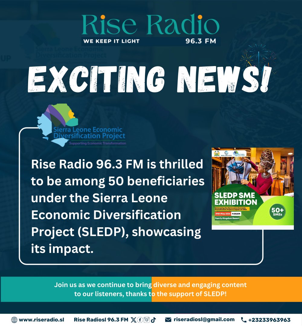 We are incredibly grateful to #SLEDP, the Government of Sierra Leone, the World Bank and #SensiTechHub for their tremendous support in making this a reality. Rise Radiosl will continue to champion and amplify the fight for equality and employment. @asmaakjames @MariamaJBah9