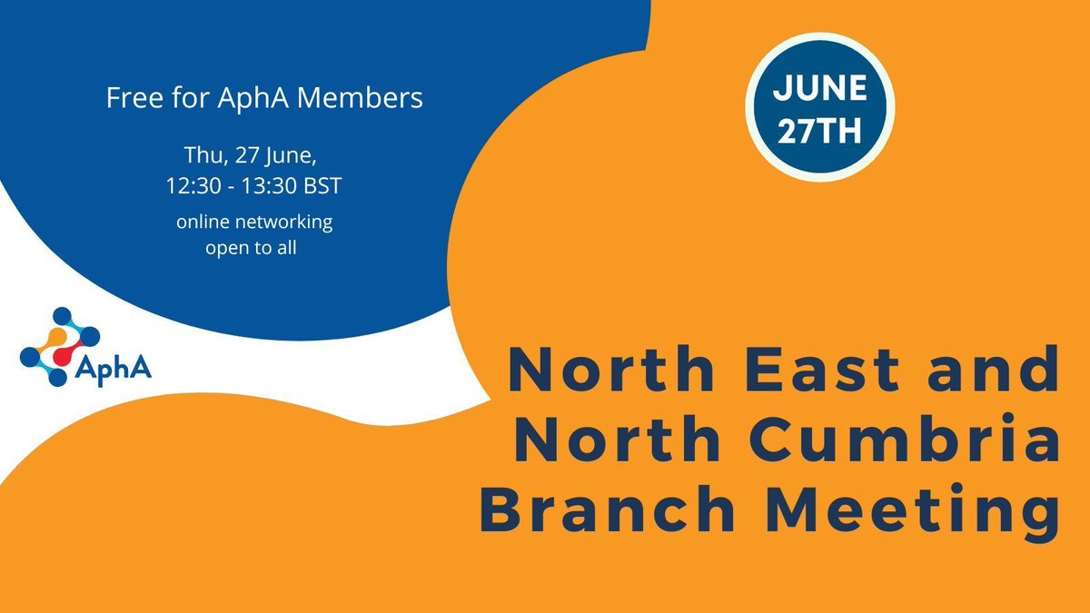 📅 Join us for the AphA North East and North Cumbria Branch Meeting on Thu, 27 June, 12:30 - 13:30 BST! Meet your branch leads and discuss our vision. Open to all AphA members 

Register here: buff.ly/3WSe2rr 

#HealthcareAnalytics #AphAMeeting