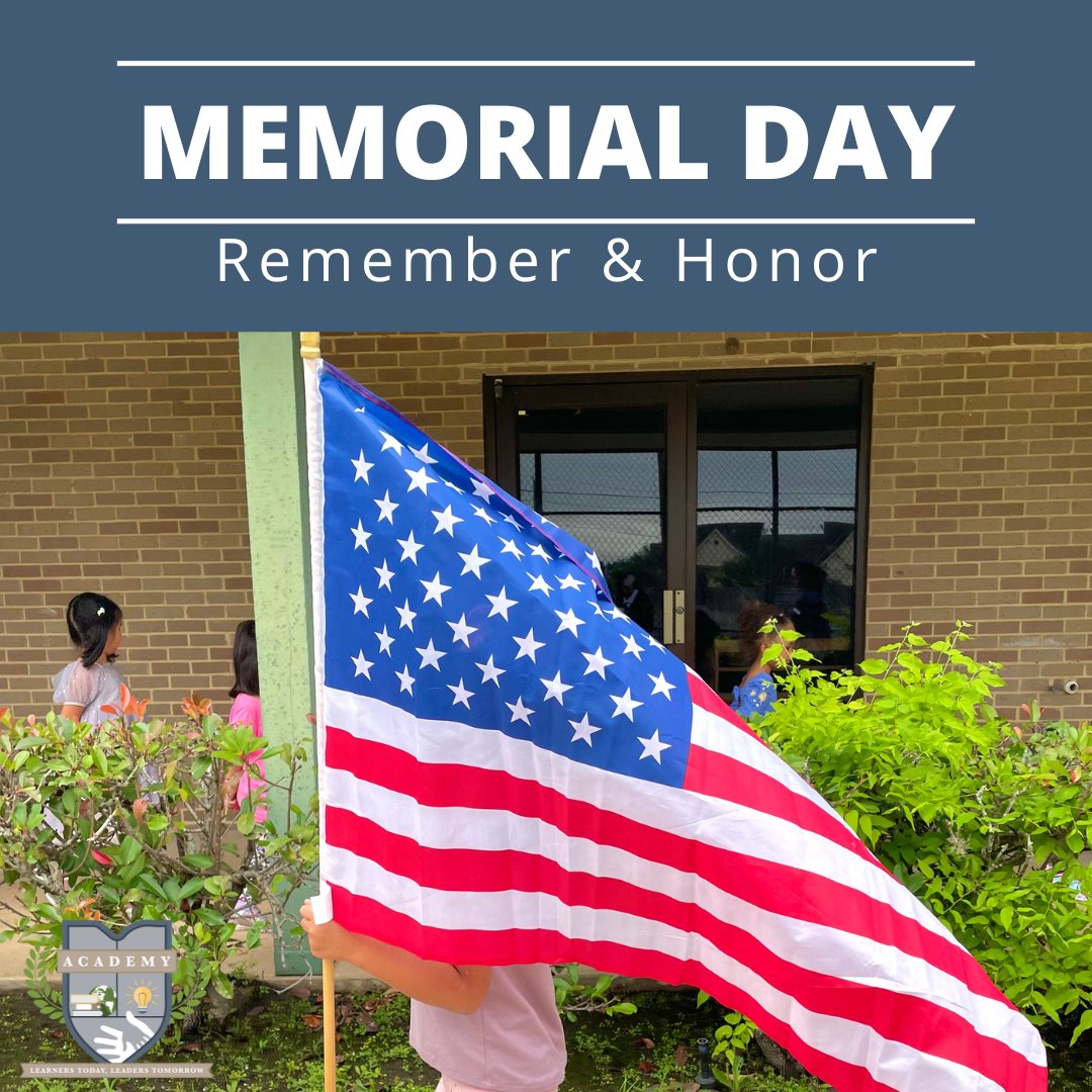 MRA is closed today in observance of Memorial Day. Today, we remember and honor those who gave their lives for our country. #SugarLandPrivateEducation #MontessoriEducation #ReggioEmilia #EarlyChildhoodEducation #CogniaAccredited #Cognia #HoustonsBest #HoustonsBestOfTheBest #TPSA