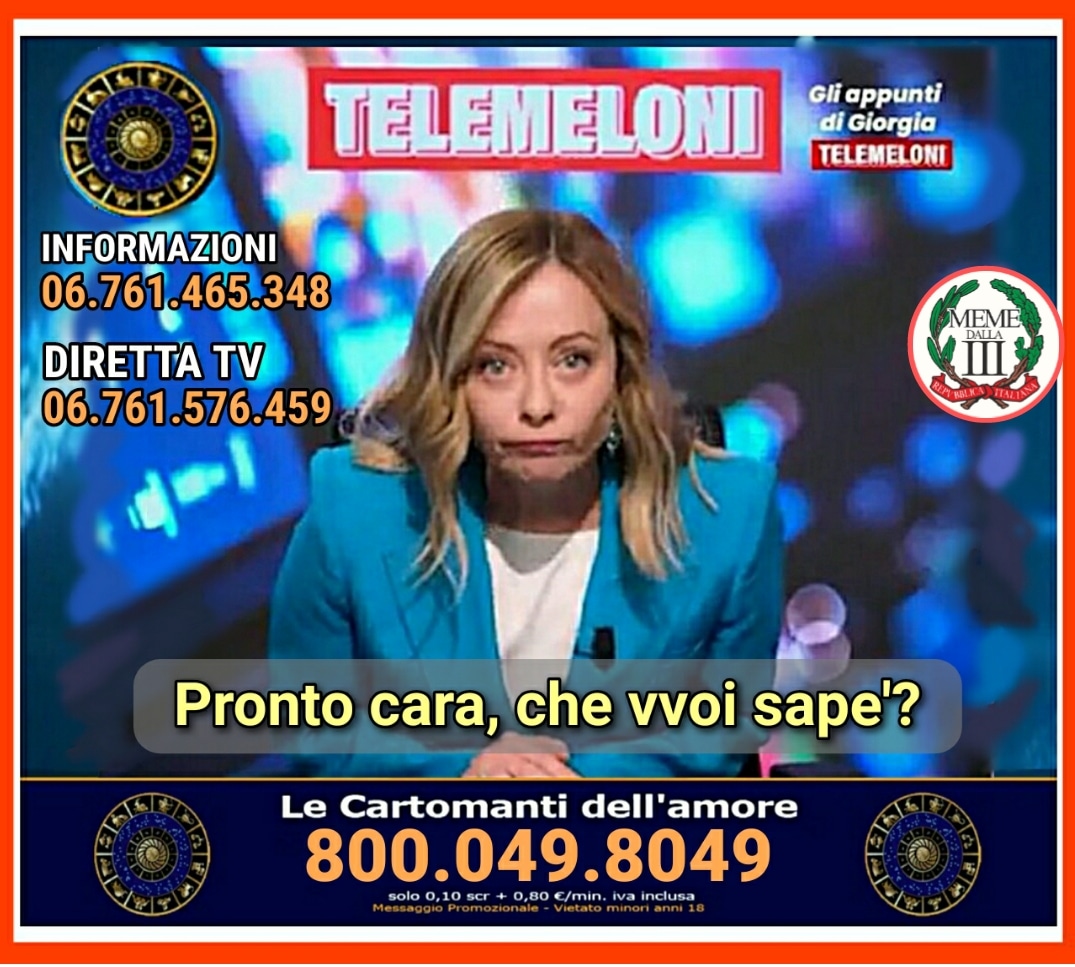 DEFINITIVA.
#telemeloni #GiorgiaMeloni