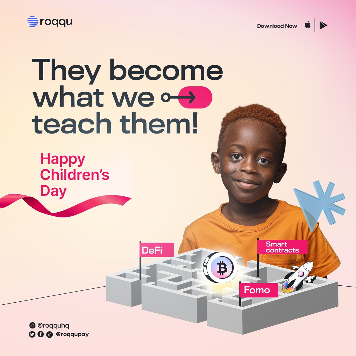 How would you explain what #bitcoin is to a 5-year old? Children are the future, and what we teach them today shapes tomorrow. Let’s inspire them with knowledge and innovation. 🚀 Happy Children’s Day from Roqqu! #childrensday #Teachachild #Roqqucares