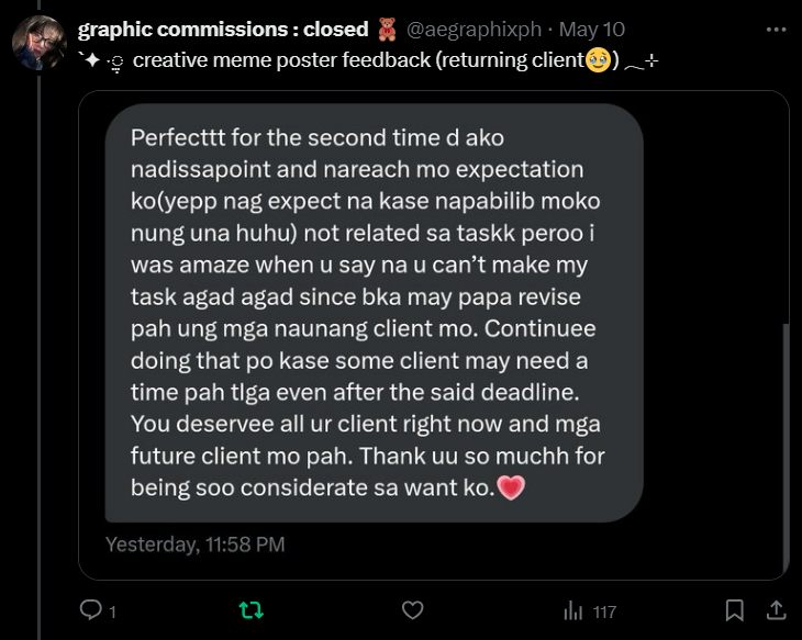 `✦ ˑ ִֶ  poster feedbacks  𓂃⊹