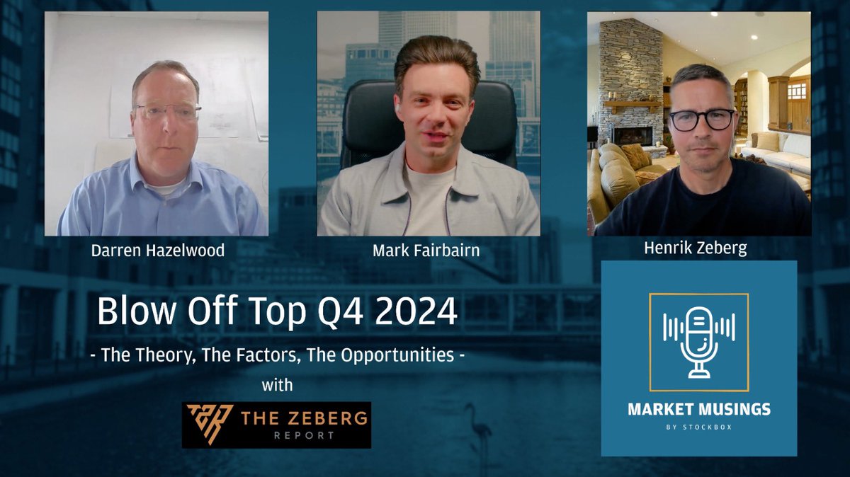 Tune into the latest Podcast by @MarketMusing ‘Blow Off Top in Equities Q4 2024' — unravelling the theory, factors, & opportunities’ An insightful discussion with @StockBoxMedia @MarkEJFairBairn @HenrikZeberg and @PantherMetals CEO @DarrenHazelwood ! LISTEN HERE: