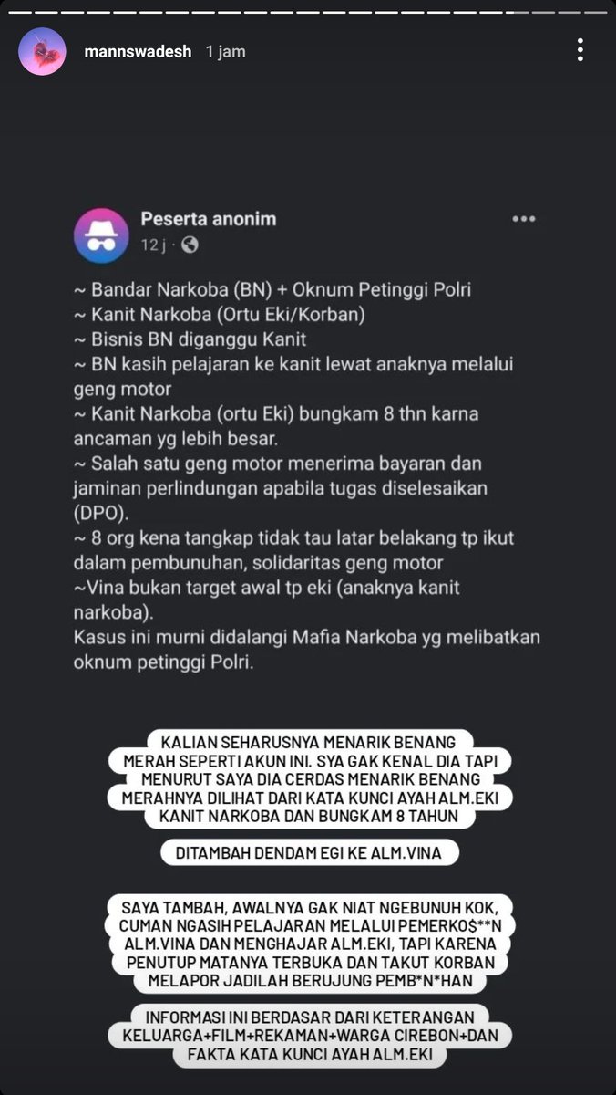 Banyak statement soal kasus V*na. Serem juga pendapat yg ini.