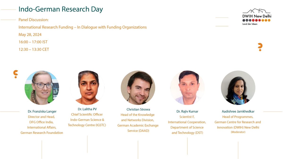 What's coming up at #IndoGermanResearchDay tomorrow? • 20 🇮🇳🇩🇪 institution's interactive sessions on #positions #funding #cooperation #opportunities • 3 Panels across 2 Countries • 1:1 networking with🌍participants 🔗 dwih-newdelhi.org/en/event/indo-… 📅 28/5/24 🕐1 -6 PM IST 📍Online