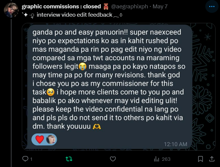 `✦ ˑ ִֶ  video edit feedback  𓂃⊹