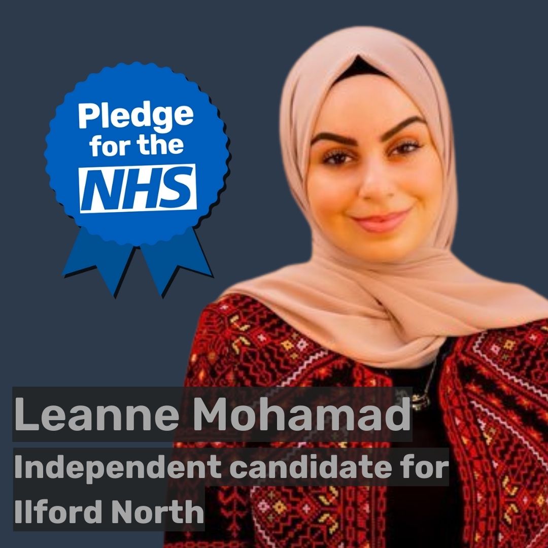 🚨BREAKING: Independent candidate for Ilford North, Leanne Mohamad (<a href="/LeanneMohamad/">Leanne Mohamad</a>), takes the #NHSPledge

If elected, she will fight for proper NHS funding, reinstatement of the Health Secretary's duty to provide healthcare and oppose NHS outsourcing.

weownit.org.uk/act-now/pledge…