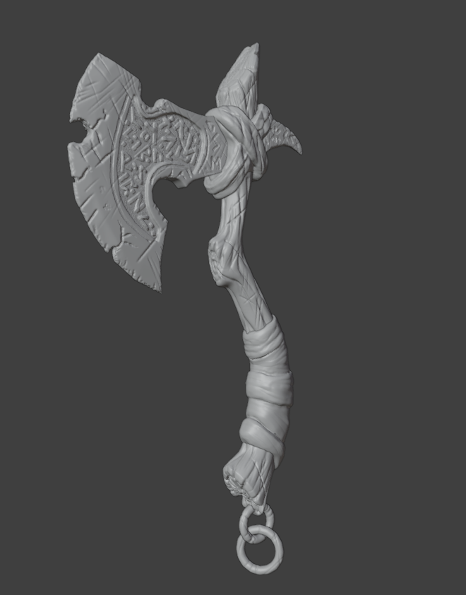 BigzeeCG's tweet photo. So this is the final sculpt of my take on @grantabbitt's axe tutorial series, It has been a lot of fun, I sadly made the mistake of only incrementally saving to about 10 iterations, so my lower poly model is gone, but I'm building a new mesh, on top of the sculpt. #blender3d https://t.co/uZzRtWqO1z