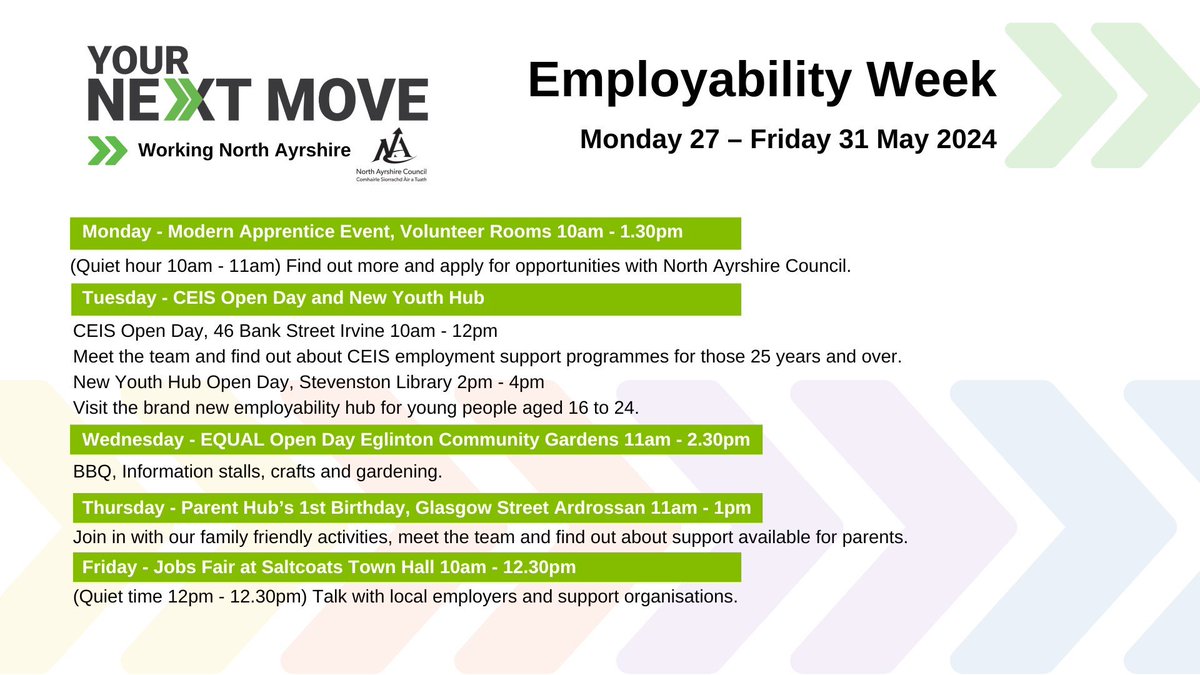 Today marks the start of employability week! This week is packed with events being held locally to help you find work and access support. More details can be found 👇