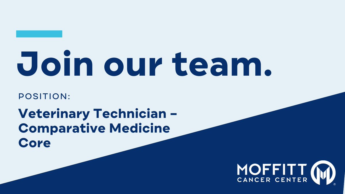 Combine your passion for animal welfare with cutting-edge cancer research. The newly formed Comparative Medicine Core at Moffitt Cancer Center might be the perfect fit for you. Let's make a difference together! 👉 Apply today: bit.ly/3wAfT9M #NowHiring #VetTech