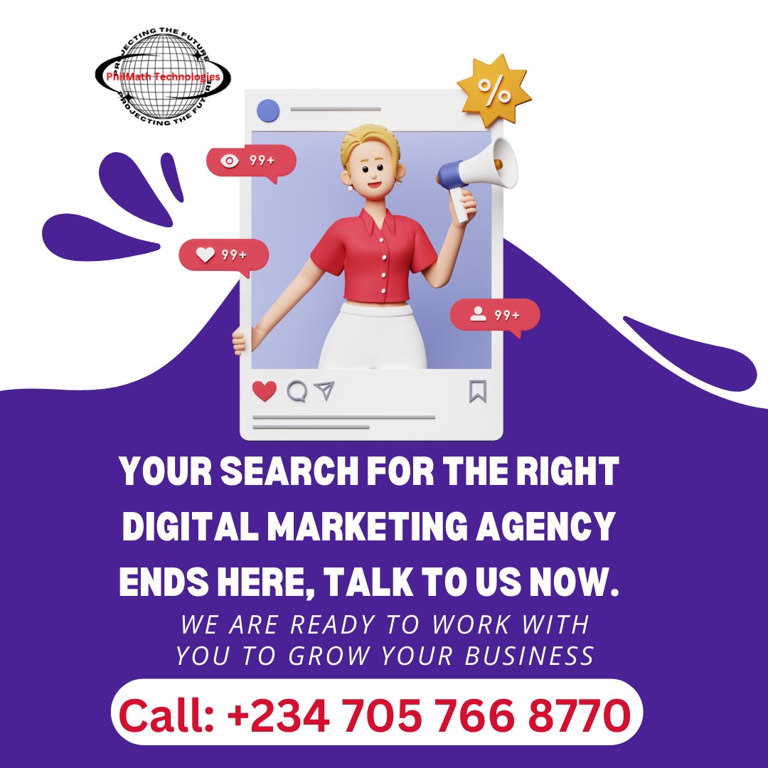 The result you are looking for in your Online/Digital Marketing effort is just a call/message away. Work with us at @philmathtechweb 'Project The Future' To achieve real results.
#web #webdeveloper #webdevelopment #onlineapp  #onlinebusiness #digitalmarketingagency  #social