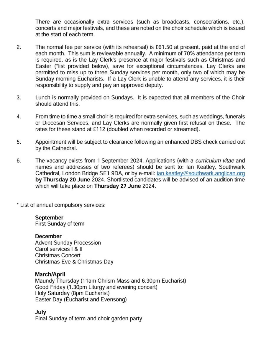 Simon Hogan (@simon_hogan) on Twitter photo Southwark Cathedral Choir is recruiting a tenor Lay Clerk, ideally to start in September. If you know anyone who might be interested, please pass this on! <a href="/Southwarkcathed/">Southwark Cathedral</a> <a href="/UniofOxford/">University of Oxford</a> <a href="/CamChoralAwards/">Cambridge Choral Award Scheme</a> <a href="/Cambridge_Uni/">Cambridge University</a> <a href="/RCMLondon/">Royal College of Music</a> <a href="/RoyalAcadMusic/">Royal Academy of Music</a> Southwark Cathedral Choir is recruiting a tenor Lay Clerk, ideally to start in September. If you know anyone who might be interested, please pass this on! <a href="/Southwarkcathed/">Southwark Cathedral</a> <a href="/UniofOxford/">University of Oxford</a> <a href="/CamChoralAwards/">Cambridge Choral Award Scheme</a> <a href="/Cambridge_Uni/">Cambridge University</a> <a href="/RCMLondon/">Royal College of Music</a> <a href="/RoyalAcadMusic/">Royal Academy of Music</a>