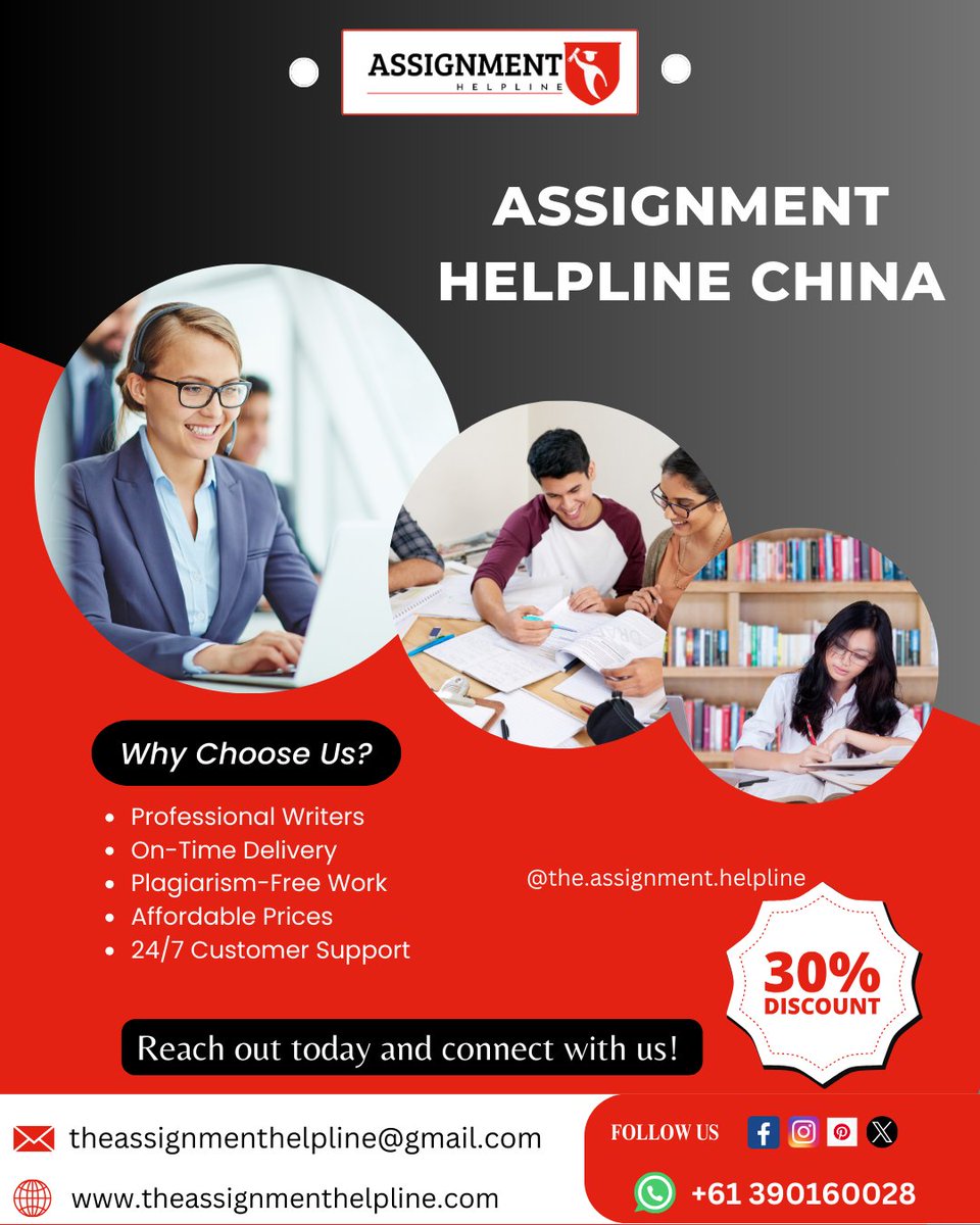 Assignment Helpline China: Your Path to Academic Success. Contact us today and achieve excellence!
🌐Visit our website! theassignmenthelpline.com/cn.html
#assignmenthelp #assignmenthelpuk #assignmenthelpcanada #assignmenthelpservice #assignmenthelponline #assignmenthelpaustralia