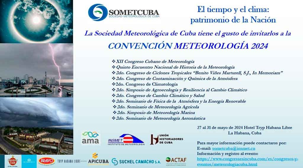 Con delegados de naciones como Argentina, Colombia, Cuba, España, Estados Unidos, México y Paraguay comienza hoy Convención Meteorología 2024, convocada por la Sociedad Meteorológica de Cuba y el @InsmetC @EdMartDiaz @SANTANACITMA @adianez_taboada @ArmandoRguezB @citmacuba
