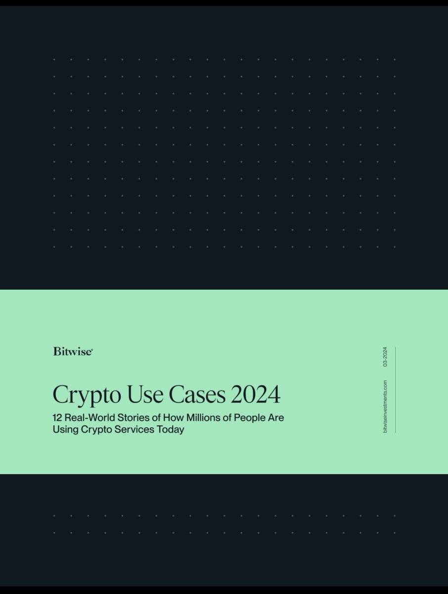 #Cryptocurrency Use Cases 2024- 12 real-world examples of #crypto in action & what they could mean for both everyday #users & #crypto #investors-@BitwiseInvest 

#Cryptoasset #Digitalasset #blockchain #investment #FinTech #Finserv #Regtech

@Damien_CABADI

bitwiseinvestments.com/crypto-market-…