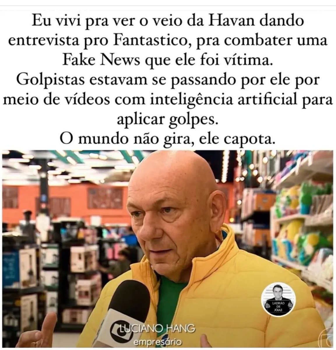 O babado do domingo foi o Véi da Havan dando entrevista pra combater fakenews.