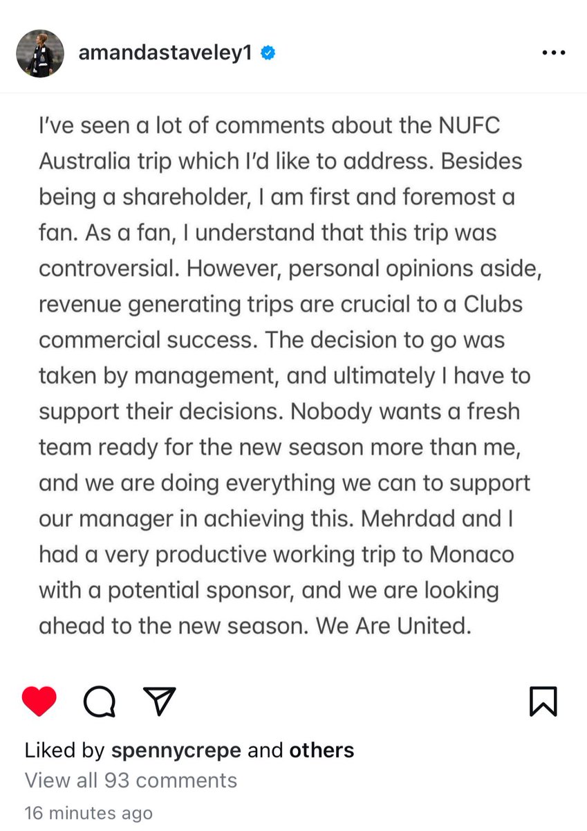 Wor Mandy on #NUFC’s Australia trip.