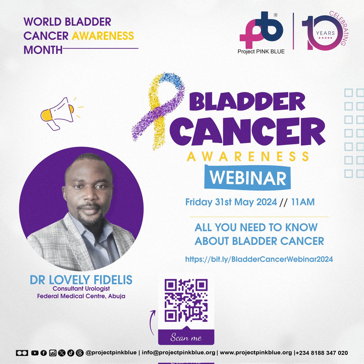 Bladder cancer is a form of cancer that starts in the bladder.

What else do you know about this form of cancer? Are you at risk? How can you prevent it?

Join us on a Friday 31st May to learn about it with Dr. Lovely Fidelis of FMC, JABI! @runciecwc @MedicaidcfP

#bladdercancer