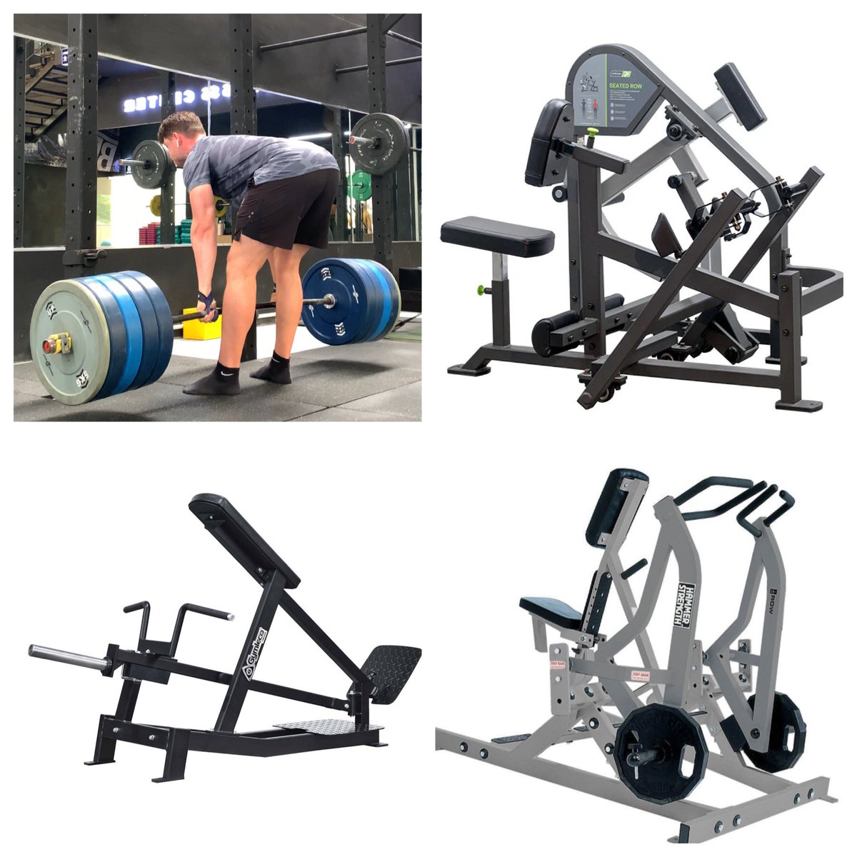 Thick back 101. Main focus being traps, rhomboids, erectors here. Some sort of deadlift variation (Conventional, RDL, Stiff leg, Block pull etc) Some sort of chest supported row (Tbar, Hammer strength row, Machine row) Free weight rows work of course…I’d just pick the above