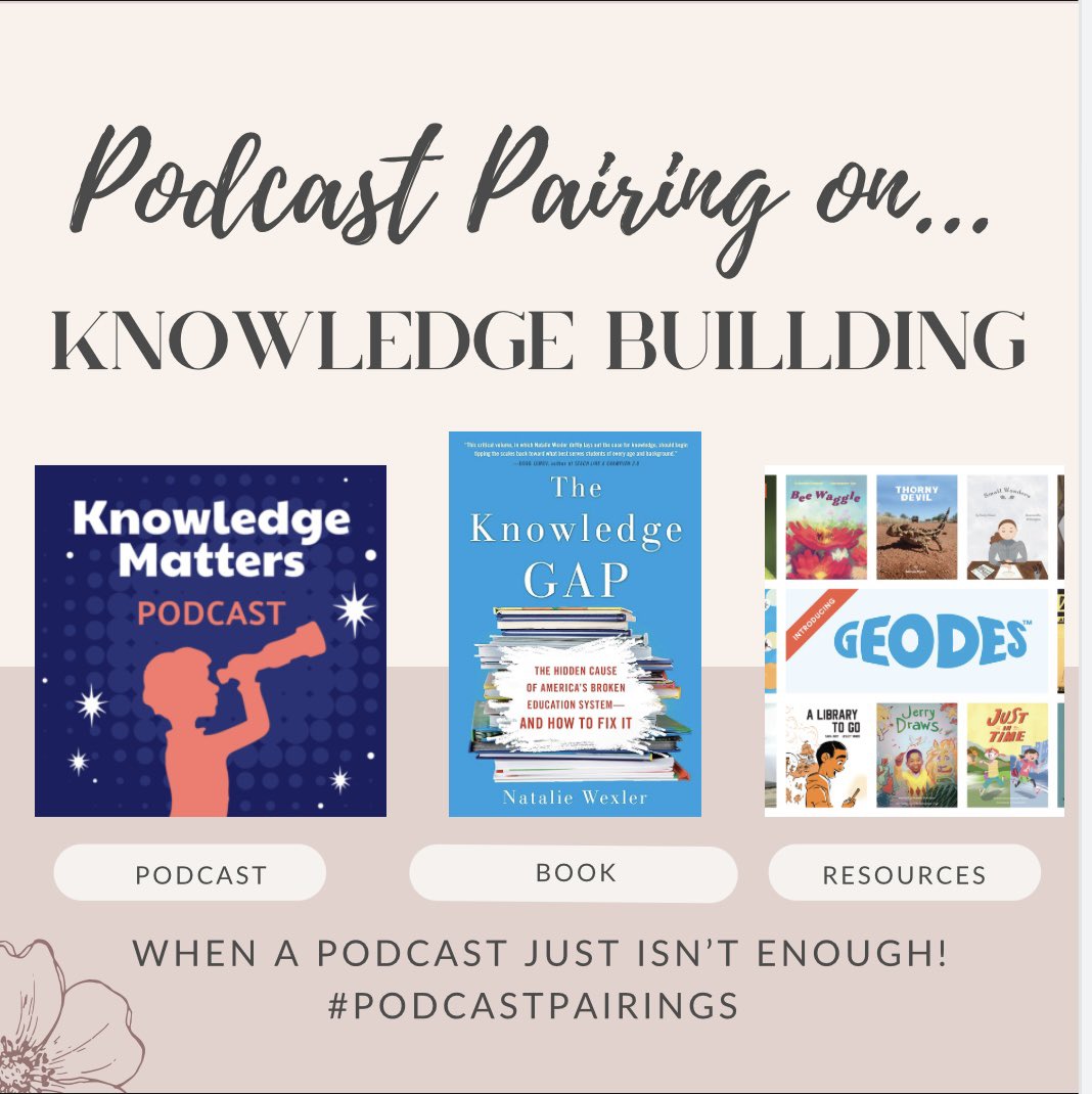 Because sometimes a podcast just isn’t enough… I’ve created #PodcastPairings, pairing my favourite podcasts with books, articles, and resources around the same topic! Want to learn more about the importance of building students’ #ContentKnowledge? Check out these Podcast