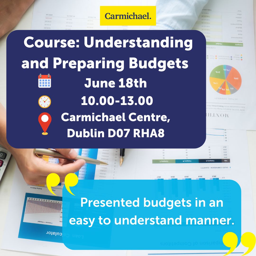 ❓Are you involved in preparing and approving budgets and managing your nonprofit organisation’s resources. 🧑‍💻This practical in person course provides the tools you will need. Find out more and sign up 👇 carmichaelireland.ie/courses/unders…